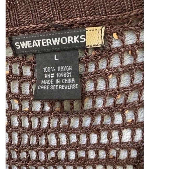 Sweaterworks Brown Knit Sequin 2-Piece Tank & Open Cardigan Set | M & L - Picture 5 of 10